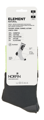 Шкарпетки Norfin T1P ELEMENT NATURAL CREW р.M (39-41)