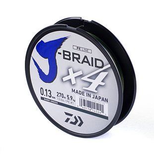 Шнур Daiwa J-Braid X4 270м/5.9кг/0.13мм/#1.0 (12741-113)
