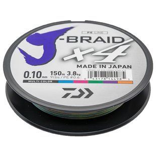 Шнур Daiwa J-Braid 4X 150м/3.8кг/0.10мм/#0.6 (12745-010)