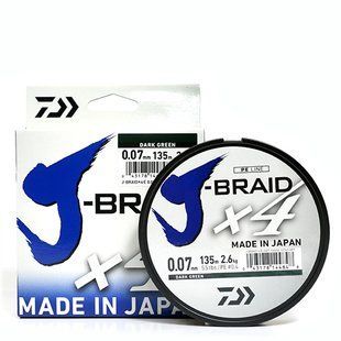 Шнур Daiwa J-Braid 4X 135м/2.6кг/0.07мм/#0.4 (12741-007)