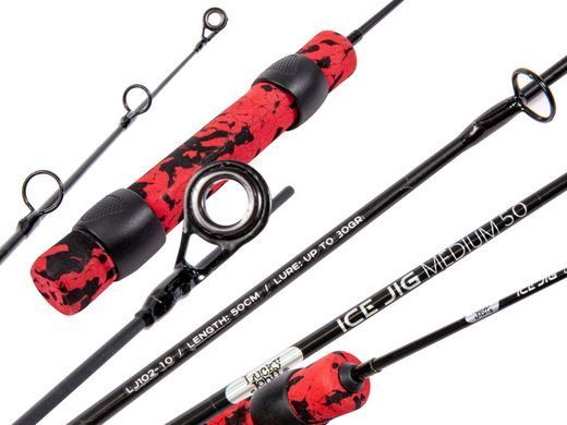 LJ102-10 Вудка зимова телескоп Lucky John ICE JIG Medium (стекл.) 50см