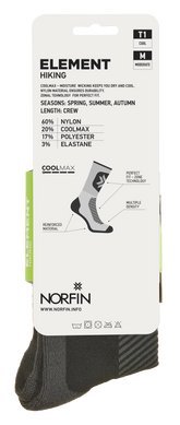 Носки Norfin T1M ELEMENT HIKING COOLMAX CREW р.M (39-41)